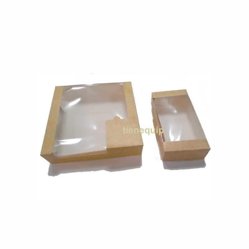 Caja Con Ventana Kraft 15,3 x 12,1 x 6,4 cm. (Pack 25 Uds.)