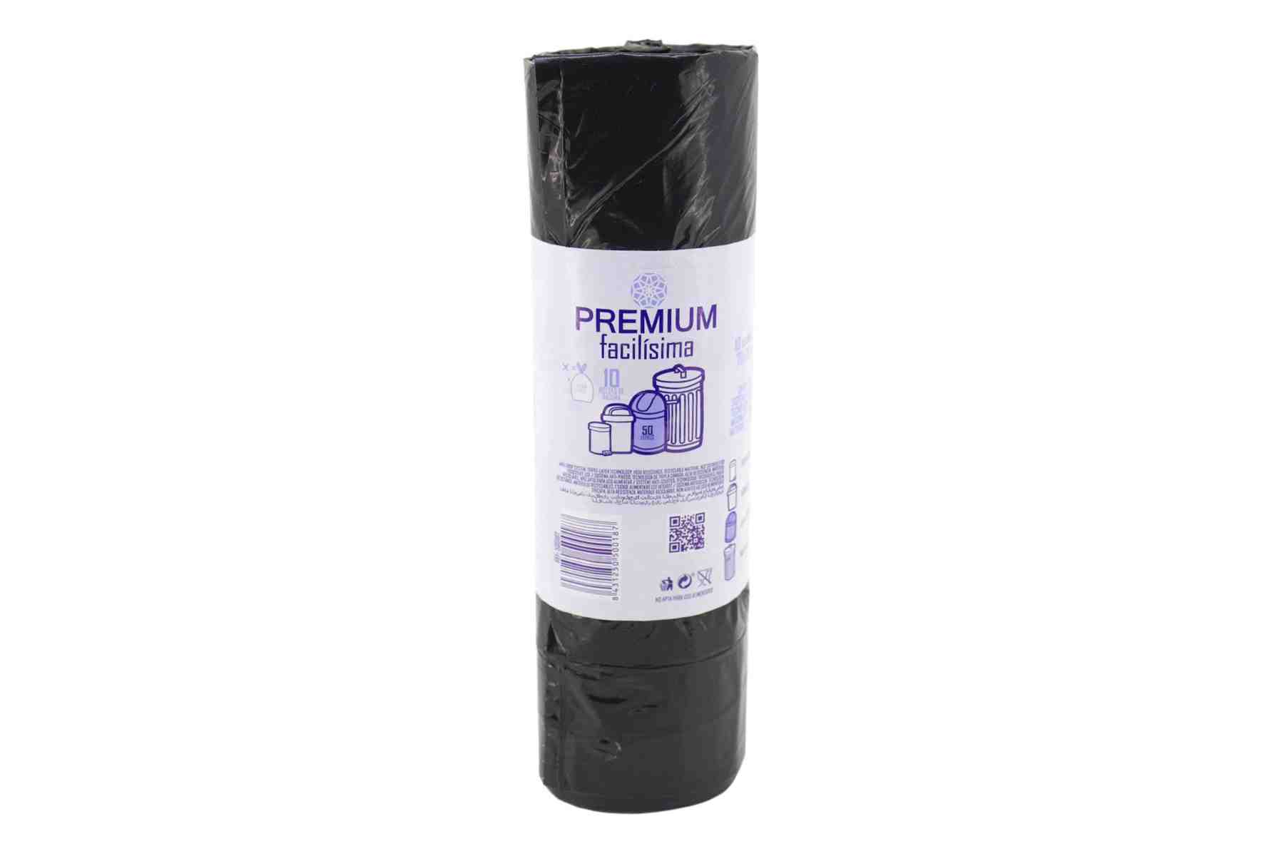Bolsa basura negra Premium 50L 70×75 G-100 10 uds. – Tienequip