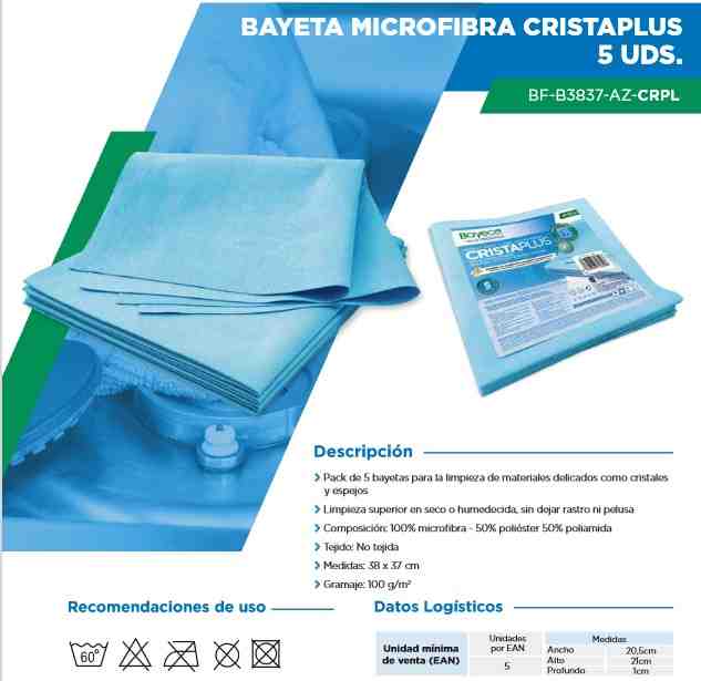 Bayeta Cristales Brutal Azul 40 X 34 Centimetros, unidad